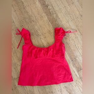 Elodie crop top puff sleeve peasant boho top bow accents